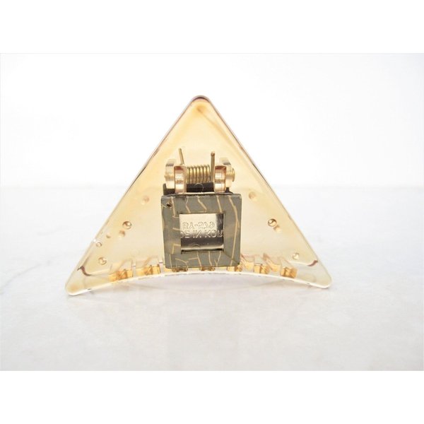 Clear transparent triangle bronze design hair claw clip for medium fine hair (Color: Gold design)