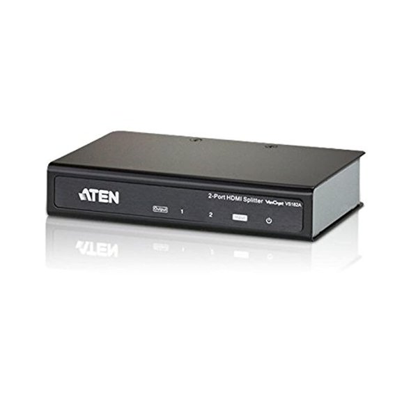 ATEN VS182A HDMI Splitter 2 Out 2-Port 4K 1 in Connect PC Camera DVD Media Player in Up to 2 HDMI Displays Projector Monitor TV Out - Up to 4096 x 2160/3840 x 2160 60Hz - Metal