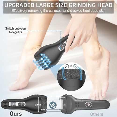 Electric Callus Remover for Feet,Rechargeable Electronic Foot File Pedicure Tools,Professional Waterproof Foot Scrubber File,Portable Pedi Feet Care for Cracked Heels &Dead Skin with LCD Display