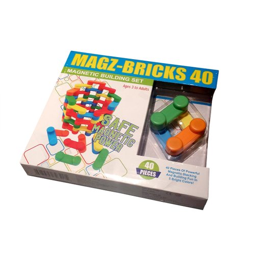 Magz-Bricks 40 Piece Magnetic Building Set, Magnetic Building Blocks, by Magz