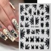 Halloween Nail Art Stickers Black Spider Web Halloween Nail Decals 3D Self Adhesive Halloween Nail Stickers for Nail Art Spider Bat Moon Halloween Day Nail Decorations for Women and Girls, 6Sheets