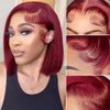 99J Burgundy Lace Front Wigs Human Hair 13x4 Short Bob Wig HD Lace Front Human Hair Wig Pre Plucked with Baby Hair 8inch180% Density Win Red Burgundy Color Bob Wig for Women Human Hair
