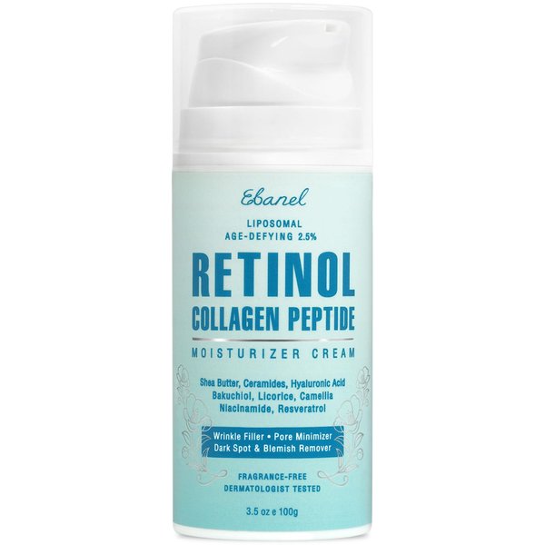 Ebanel 2.5% Retinol Face Moisturizer Cream with Collagen Peptides, Vitamin C, Hyaluronic Acid, Niacinamide, Anti Aging Wrinkle Night Cream, Brightening Neck Firming Cream for Face