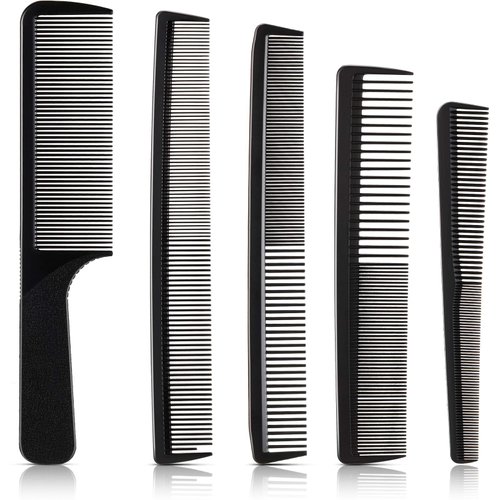 5 Pieces Hair Cutting Comb Barber Comb Hair Styling Combs Fine Teeth Carbon Comb Set Anti Static Heat Resistant Hairdressing Tapered Comb for Men Women (Classic Combs)