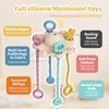 Montesorri-Toys - Montessori Pull String Toy - Made of 100% Food Grade Silicone with Built-in Rattle Function and Easy to Clean Design (Cream Color)