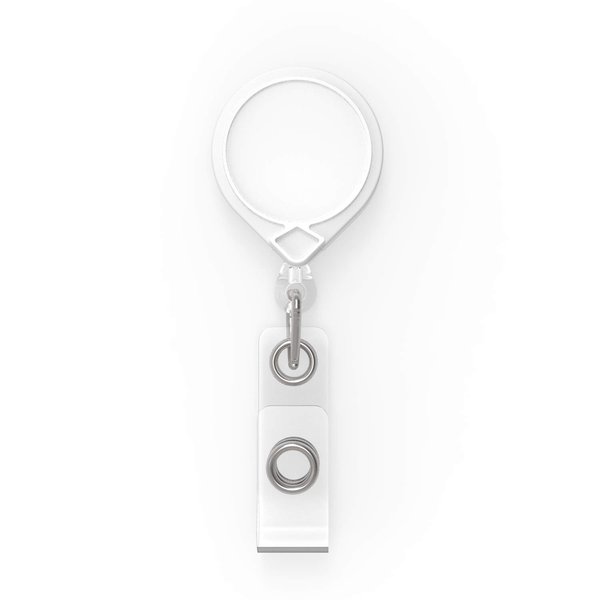 KEY-BAK MINI-BAK Retractable Badge Holder with 36" Nylon Cord, Swivel Bulldog Clip, Whit