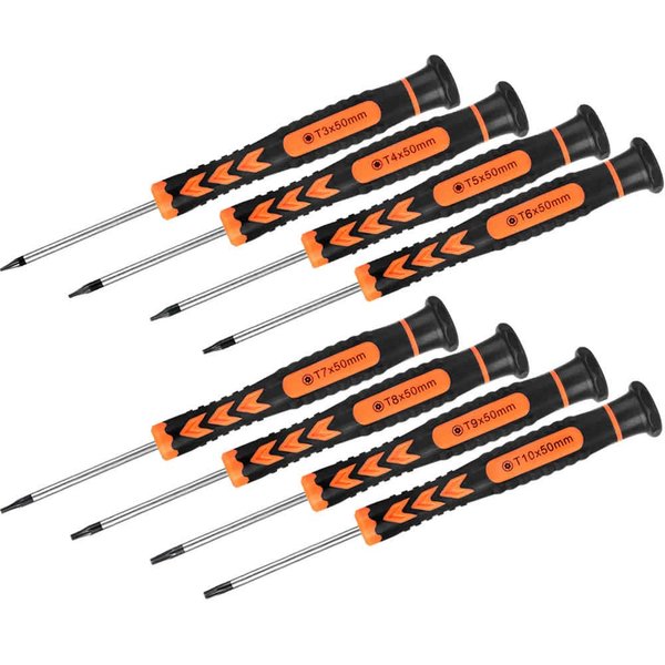 TEKPREM 8 in 1 Security Torx Screwdrivers with T3 T4 T5 T6 T7 T8 T9 T10 Torx Bit,Complete Torx Repair Kit for Mac Mini,iMac,Xbox Controller,PS3,PS4,Computer and Pocket Knife