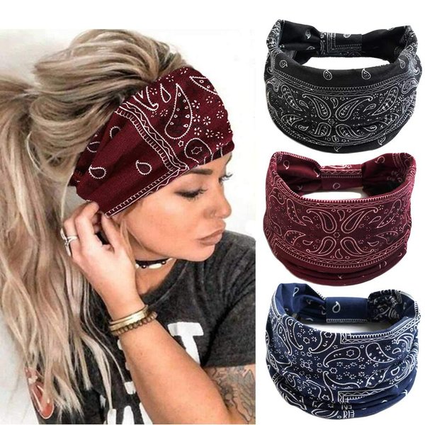 GORTIN Boho Headbands Leopard Hair Bands Knoted Turban Headband Stretch Twist Head Wraps Stripe Cloth for Women and Girls 3 Pcs (Elegant)