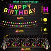 173 Pack Glow Neon Party Supplies Glow Sticks Party Decorations Black Light Reactive Decor Set - Fluorescent Banner, Neon Garlands, Glow in The Dark Balloons, Graffiti Tablecloth, Light Up Sticks