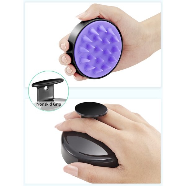 HEETA Scalp Massager Hair Growth, Scalp Scrubber with Soft Silicone Bristles for Hair Growth & Dandruff Removal, Hair Shampoo Brush for Scalp Exfoliator, Black