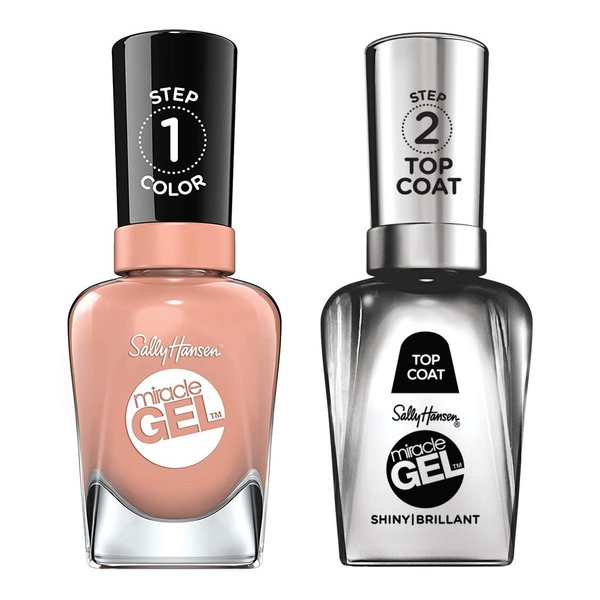 Sally Hansen Miracle Gel Nail Polish, Shade Frill Seeker #184 with Shiny Top Coat Duo Pack