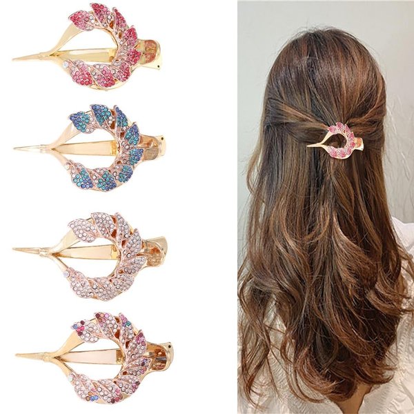 Campsis 4 Pack Rhinestone Hair Clips Colorful Sparkly French Barrettes Hair Clip Crystal Alligator Hair Pins Accessories Daily Ceremony Party for Women