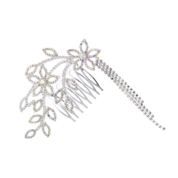 Rosemarie Collections Women's Stunning Crystal Rhinestone Flowers And Leaves Bridal Headpiece Formal Hair Comb