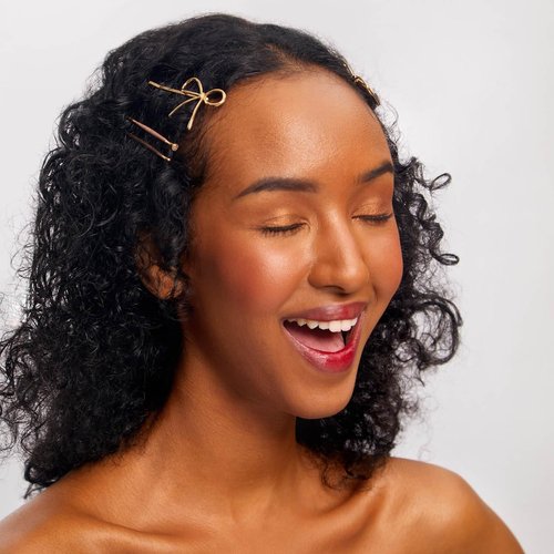 Kitsch Metal Hair Bobby Pins, 8 Count Barrettes for Women, Enamel Puffy & Bow Hair Pins, Hair Accessories & Bun Hair Clips for Girls, Use to Clip Ballet Hair Net, Great for All Hair Types, Rosewood