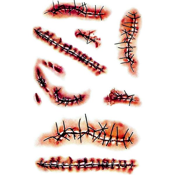 10 Sheets Halloween Temporary Tattoos, Realistic Temporary Tattoos Stickers, Scars Tattoos for Zombie Costume, Halloween Parties, Party Favor, Party Supplies
