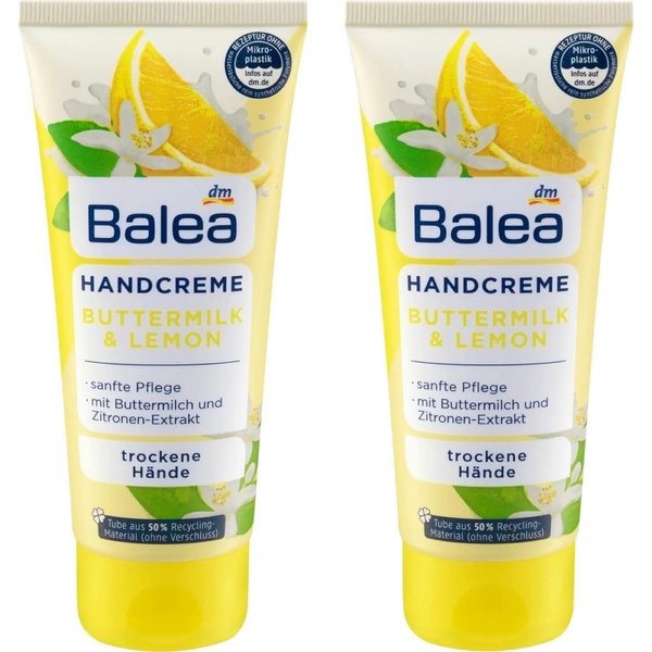Hand Cream Buttermilk & Lemon with Panthenol and Olive Oil 2 x 100 ml, Germany.