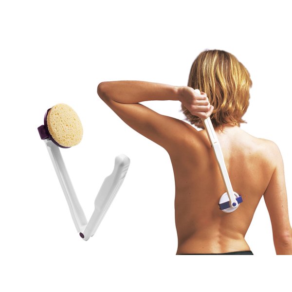 KMINA - Folding Lotion Applicator for Back (Includes Accessory Kit), Long Handled Back Lotion Applicator, Back Cream Applier for Senior, Sunscreen Applicator for Back Foldable - Made in Europe