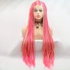 Micro Braided Wigs for Black Women Colorful Red Pink Blonde Handmade Braids Lace Front Wigs Long Synthetic Realistic Braiding Wig with Natural Hairline Gluless Natural Hairline Cosplay Party 28 inch