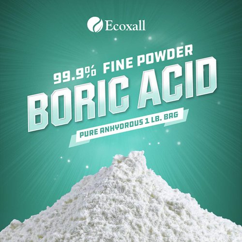 Ecoxall Boric Acid Fine Powder - 1 Pound - 99.9% Pure Fine Powder - Highly Effective Multipurpose Cleaner - Used as a Kitchen Cleaner, Laundry Stain Remover and Deodorizer - Industrial Grade Strength