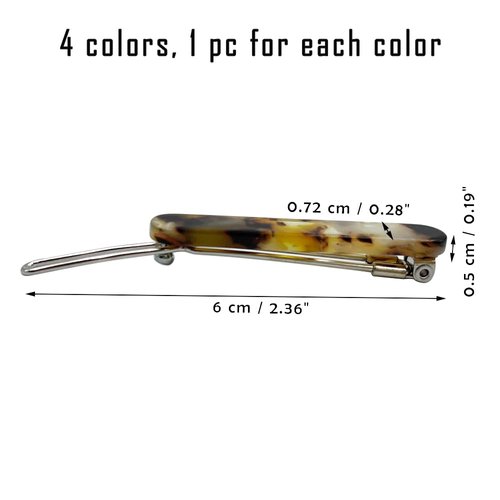 4Pcs French Style Small Barrettes Cellulose Acetate Side Slide Barrette Leopard Snap on Hair Clips Hair Barrettes for Women Fine Hair