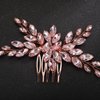 Teyglen Women Pink Crystal Hair Comb Bride Wedding Rhinestone Hair Comb Bridal Hair Accessories for Bride Wedding Rhinestone Headpiece Crystal Hair Piece for Women Girls (Pink)