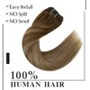 Easyouth Clip in Hair Extensions Real Human Hair Clip in Extensions Balayage Brown To Caramel Blonde Mix Brown Hair Extensions Real Human Hair Clip ins Double Weft 14Inch 7Pcs 70g