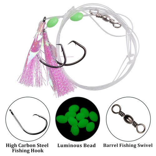 Fishing Bait Rig Saltwater Fishing Rigs- 5/15packs Pompano Rigs Saltwater Flounder Rigs with Mono Leader Swivel Fish Skin Fishing Rigs for Flounder Sea Bass Halibut Black Pompano Fish