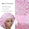 VEYRNEIC Hair Satin Bonnet for Sleeping Shower Caps Silk Chemo Caps with Wide Elastic Band Night Sleep Cap Bonnets for Black Women Braids with Satin Storage Bag (Pink)