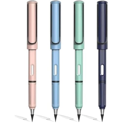 Everlasting Pencil Infinite Pencil, Infinity Pencil With Eraser, Inkless Magic Pencils, Portable Reusable Erasable Writing Pencil (4 Pcs) (Multicolor)