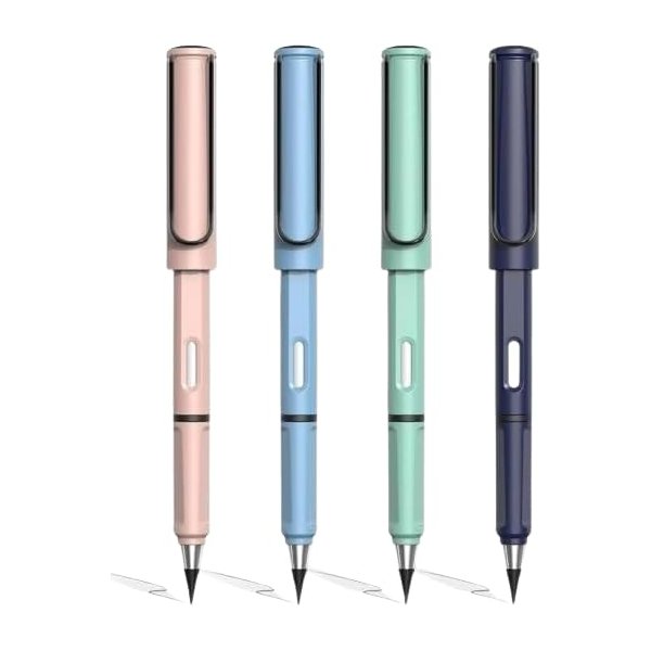 Everlasting Pencil Infinite Pencil, Infinity Pencil With Eraser, Inkless Magic Pencils, Portable Reusable Erasable Writing Pencil (4 Pcs) (Multicolor)