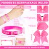 Retrowavy 60 Pcs Breast Cancer Awareness Cheer Hair Bows and Bracelets 30 Pink Cheer Hair Bows for Girls Women Cheerleading Hair Elastic Bands 30 Pink Ribbon Breast Cancer Silicone Rubber Wristbands