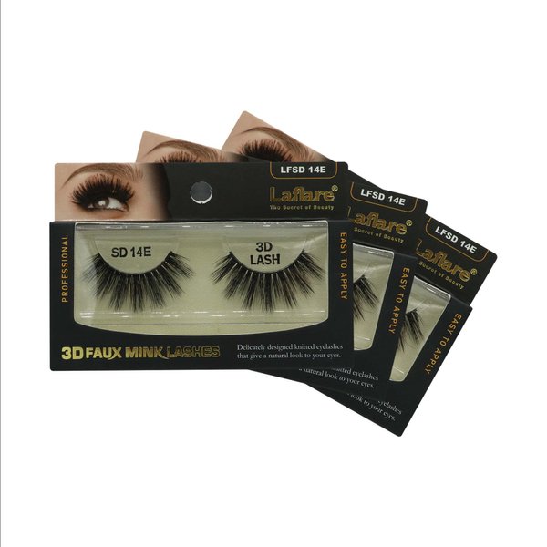 Laflare Silk Lashes 3D FAUX MINK Eyelashes, Light, Reusable, Handmade, Natural Looking, Professional Easy to Apply Eyelashes in a Knitted Style2-3 PACKS BUNDLE SPECIAL (3, SD14E)