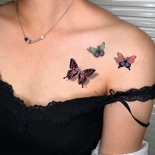 Butterfly Temporary Tattoos Stickers, 150 Pcs 3D Colorful Butterfly, Body Art Waterproof Tattoos Stickers for Women Adult Kids（Butterfly）562