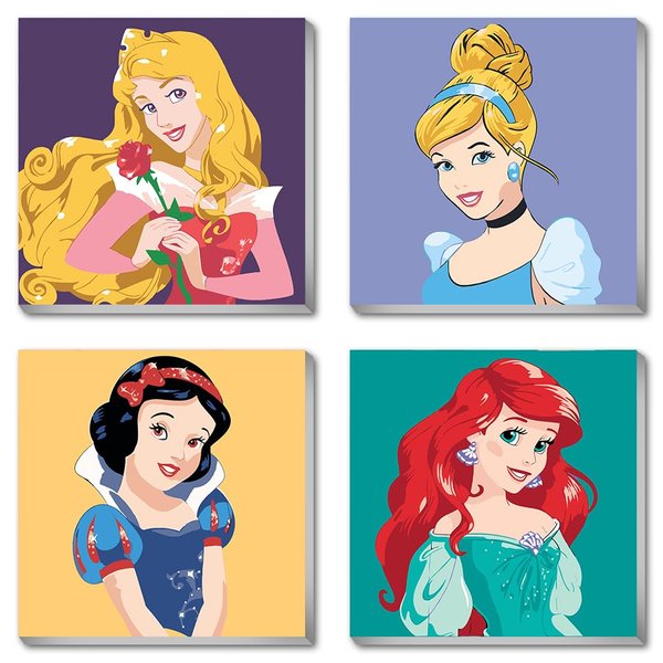 ARTMYRUI 4 Pack Framed Paint by Number for Kids Ages 4-8,Easy Cartoon Character Acrylic Paint by Number for Kids On Canvas,Oil Painting Paint by Number Kits Gifts for Girls (8x8 Inch).