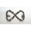 Dark gray bow shaped crystal hair barrette clip for thicker hair