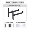 OVOV 2 Pcs Steel Heavy Duty Shelf Brackets Wall Mounted Industrial Metal Shelf Supports Matte Black 10 Inches