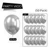 PartyWoo Metallic Silver Balloons, 50 pcs 12 Inch Silver Metallic Balloons, Silver Balloons for Balloon Garland or Arch as Wedding Decorations, Birthday Decorations, Party Decorations, Silver-G102
