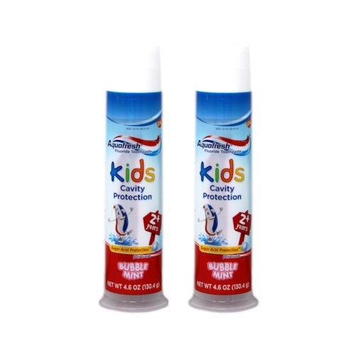 Aquafresh Kids Pump Cavity Protection Bubble Mint Fluoride Toothpaste for Cavity Protection, 4.6 ounce (pack of 2)