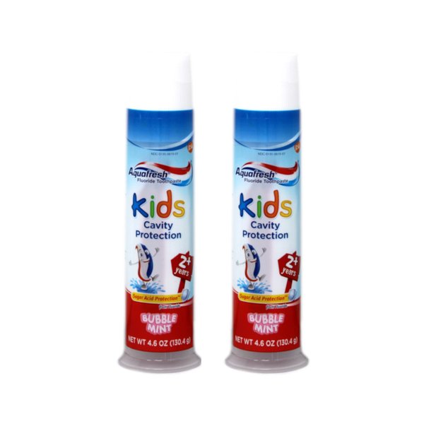 Aquafresh Kids Pump Cavity Protection Bubble Mint Fluoride Toothpaste for Cavity Protection, 4.6 ounce (pack of 2)