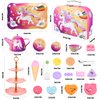 Auney Tea Party Set Toys for Girls, Tin Unicorn Tea Set Pretend Play Girls Toys Gifts for Little Girls Age 3-6, Kids Girls Toys Gifts for Tea Party Including Tea Set Carrying Case (New Unicorn)