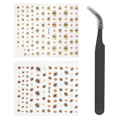 CAIRIAC Nail Art Stickers 5D Embossed Bee Nail Decals Self-Adhesive Nail Art Decoration Women Gift Stickers Decals for Acrylic Nails, Gel Nails, Short Nails, Natural Nails (2 Sheets)