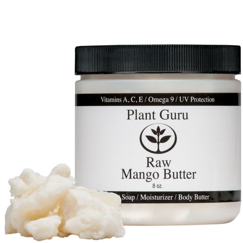 Raw Mango Butter 8 oz. Jar CHUNKS - 100% Pure Natural Unrefined - Great for Skin and Hair Growth. DIY Soap Making, Body Butter, Lotions and Creams.