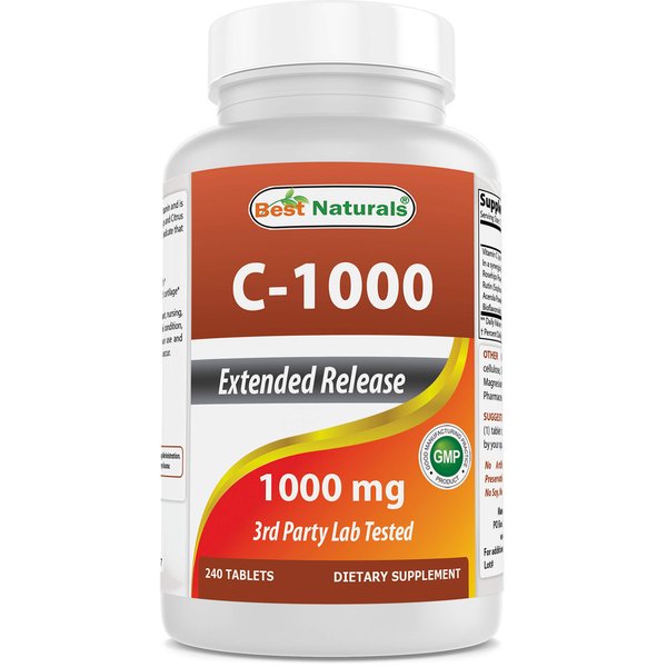 Best Naturals Vitamin C 1000 mg Tablets with Rose Hips, Berry 240 Count (Pack of 1)