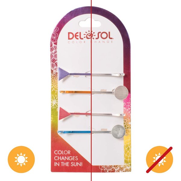Del Sol Color-Changing Hair Bobby Pins - Changes Color in the Sun - Stylish Hair Clips that give you Two looks in One - 2 Piece