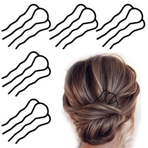 5PCS Metal Hair Side Combs Hair Fork Clip, U-Shape Hair Sticks Teeth Hair Pin Stick for Women Hair Styling Tool Accessories Women Decoration (Black)