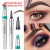 4-Tipped Microblading Eyebrow Pen, 2024 Upgraded 3D Waterproof Magic Eyebrow Pencil Contouring Pen, Long-Lasting Natural Fine Stroke Magic Eyebrow Pen (519C01#Light Brown)