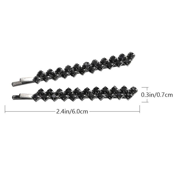 2 Pcs Black Crystal Hair Pins Sparkle Rhinestone Hair Bobby Pins Stylish Decorative Hair Clip for Women Hair Pins for Styling Hair Styling Pins Small Hair Clips Hair Clips for Thin Hair
