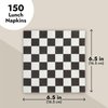 Checkered Flag Paper Napkins for Race Car Birthday Party (6.5 x 6.5 In, 150 Pack)