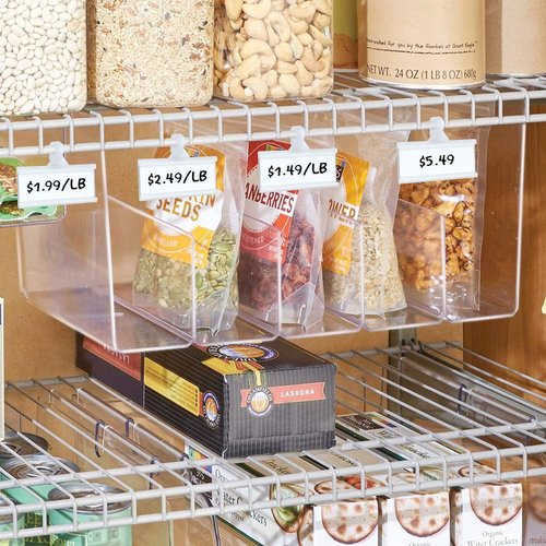 Plastic Wire Shelf Label Holder, Reusable Shelf Tags for Pantry Retail Store, Supermarket UPC Price Card & Ticket Display, Strong & Easy Clip Design Tight Snap Lock Closure. 1-1/4" H X 3" W (100)