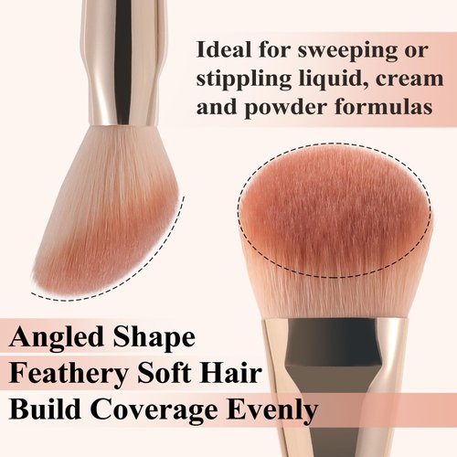 Angled Foundation Brush for Cream Liquid Makeup,Contour Blush Bronzer highlight Makeup, Angled Face Makeup Tool (Multitask Face Brush)